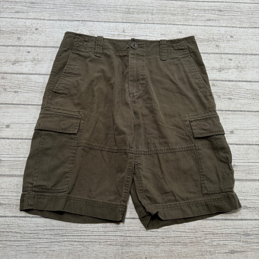 Roots Canada Cargo Shorts Men's 32 Brown Cotton Relaxed Utility Hunting Workwear